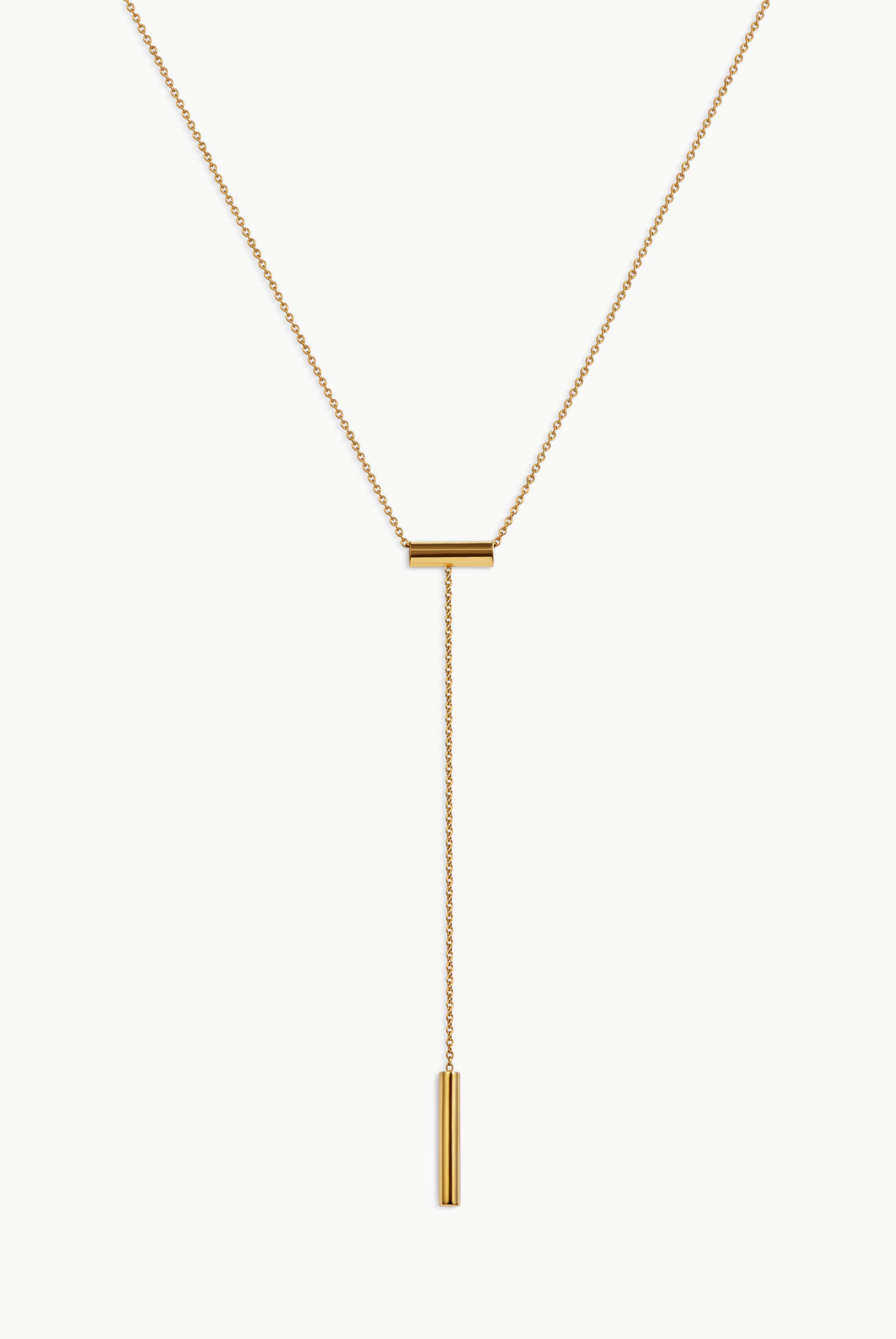 Gold Lariat Necklace | Minimalist Y Necklace 18K PVD | M•RK