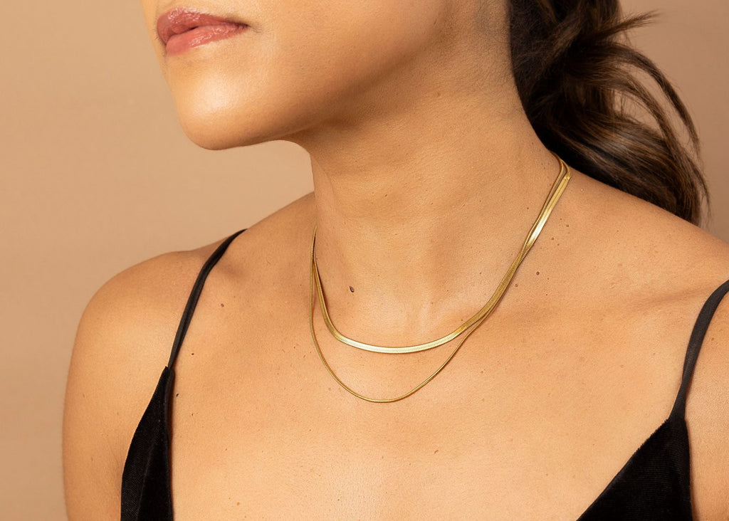 Gold Snake & Herringbone Necklace Set | 18K PVD | M•RK