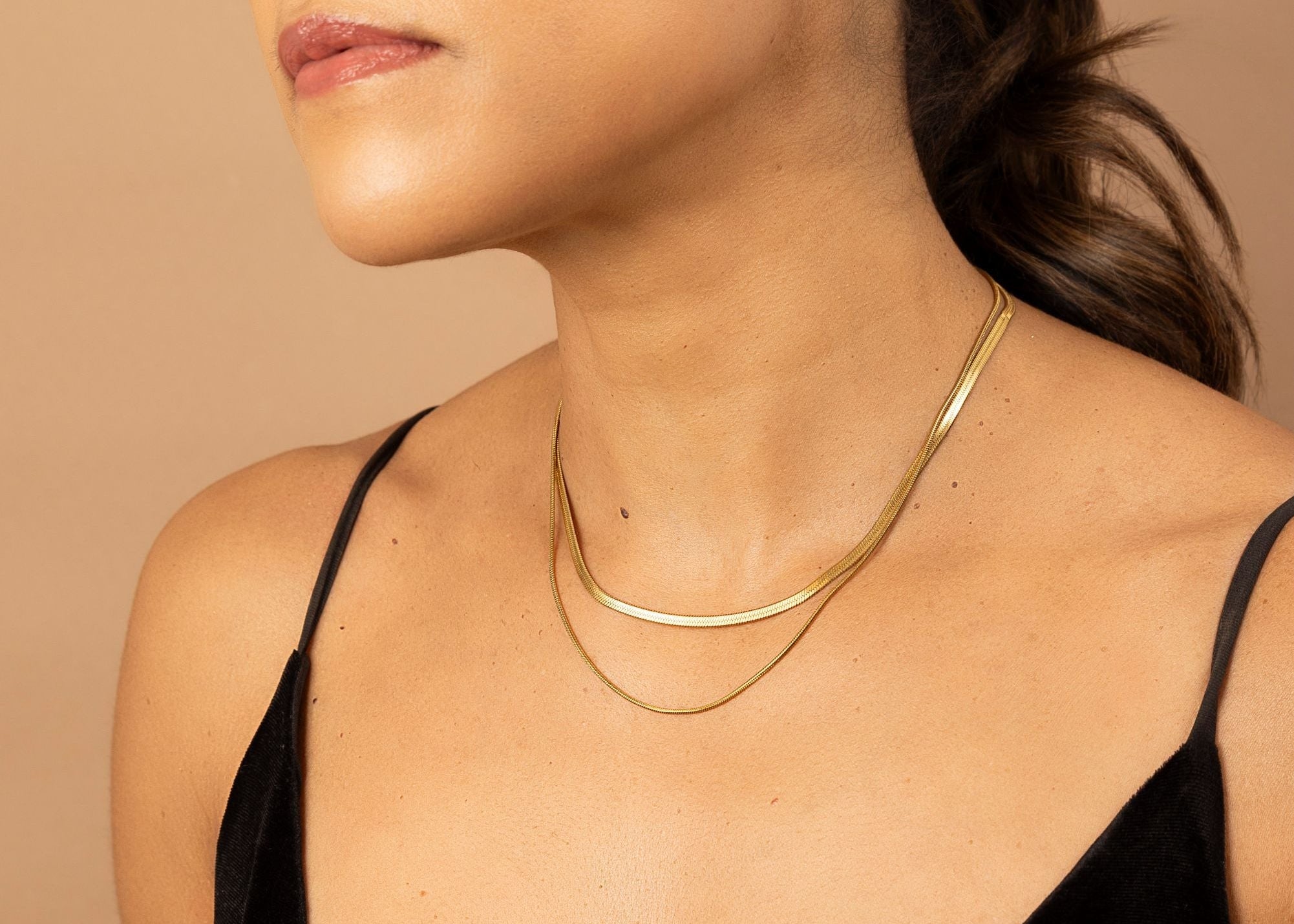 Gold Snake & Herringbone Necklace Set | 18K PVD | M•RK