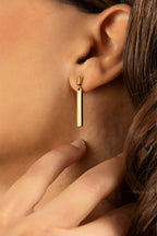 Gold Drop Earrings | Minimalist Bar Earrings 18K PVD | M•RK