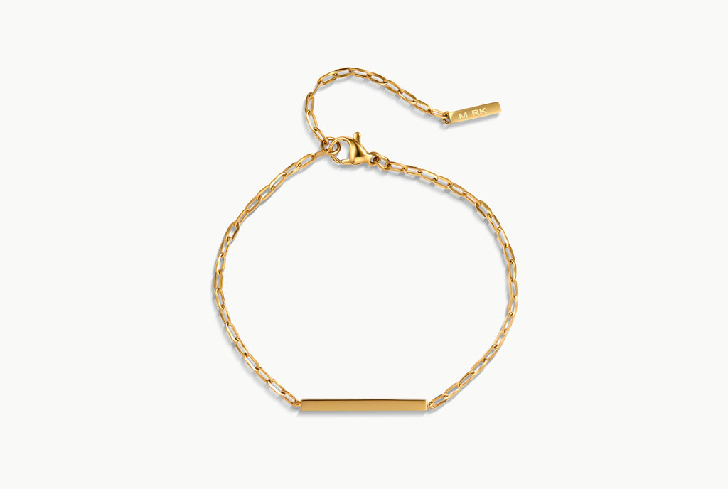 Gold Bar Bracelet | Minimalist 18K PVD Paperclip Chain | M•RK