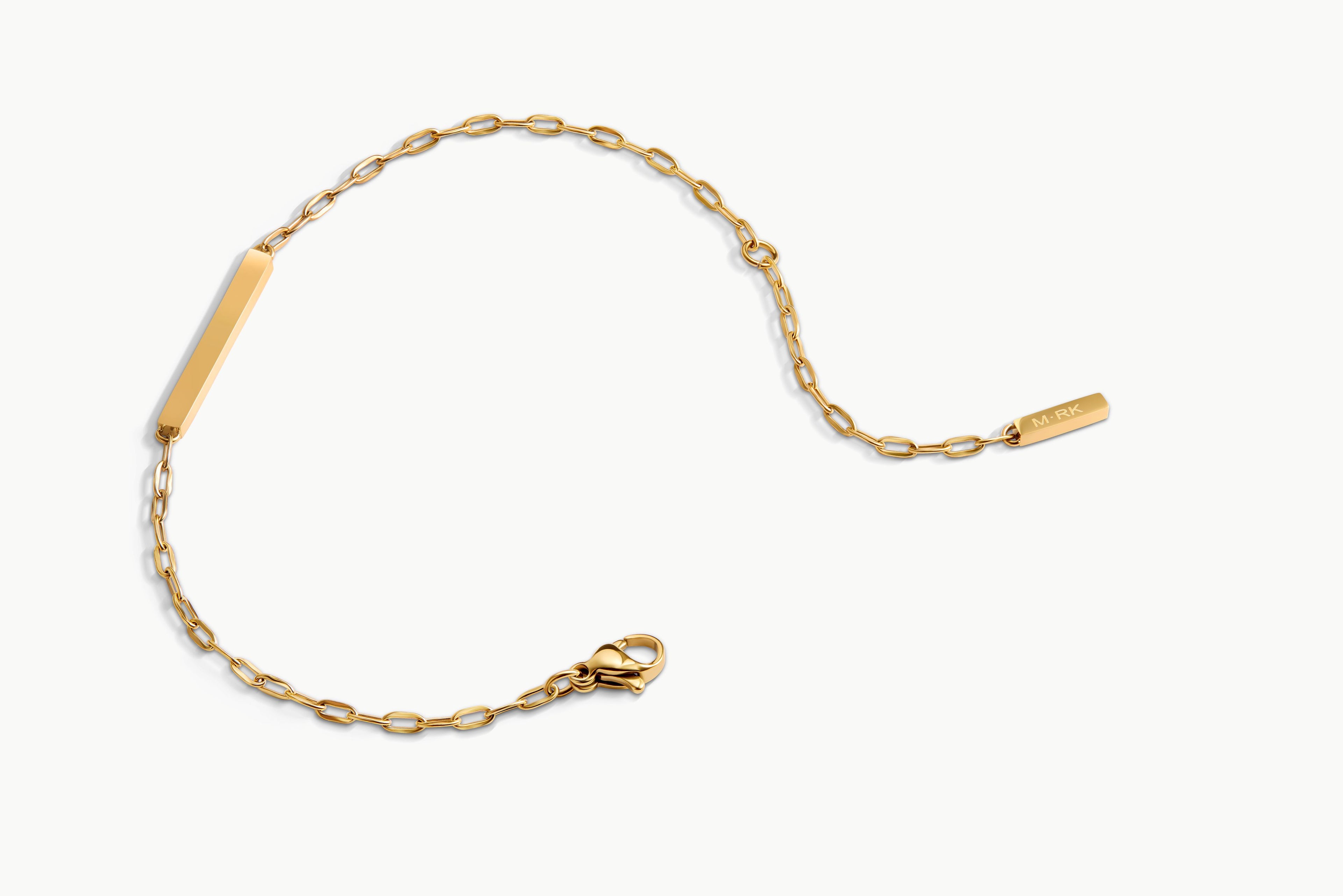 Gold Bar Bracelet | Minimalist 18K PVD Paperclip Chain | M•RK