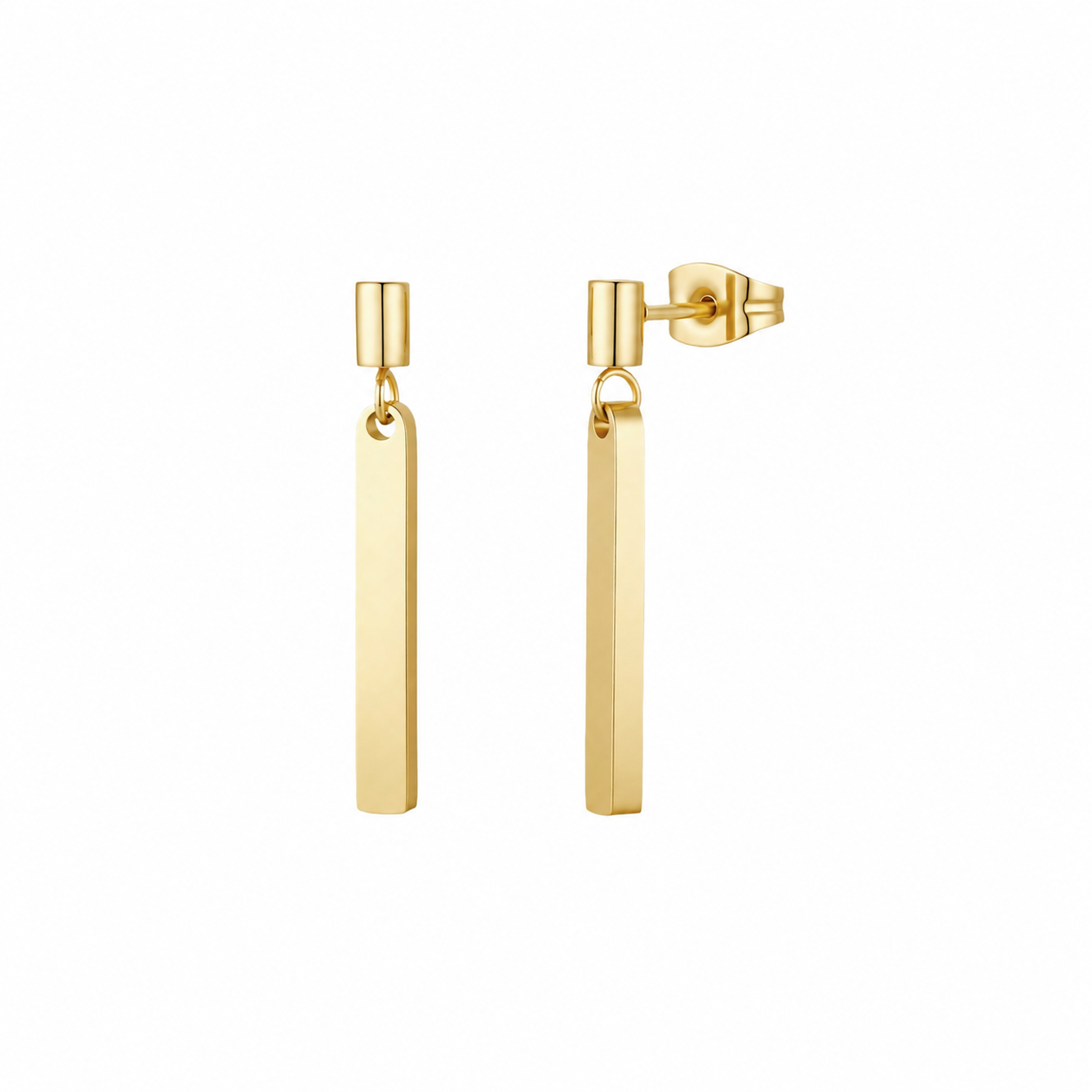 Gold Drop Earrings | Minimalist Bar Earrings 18K PVD | M•RK