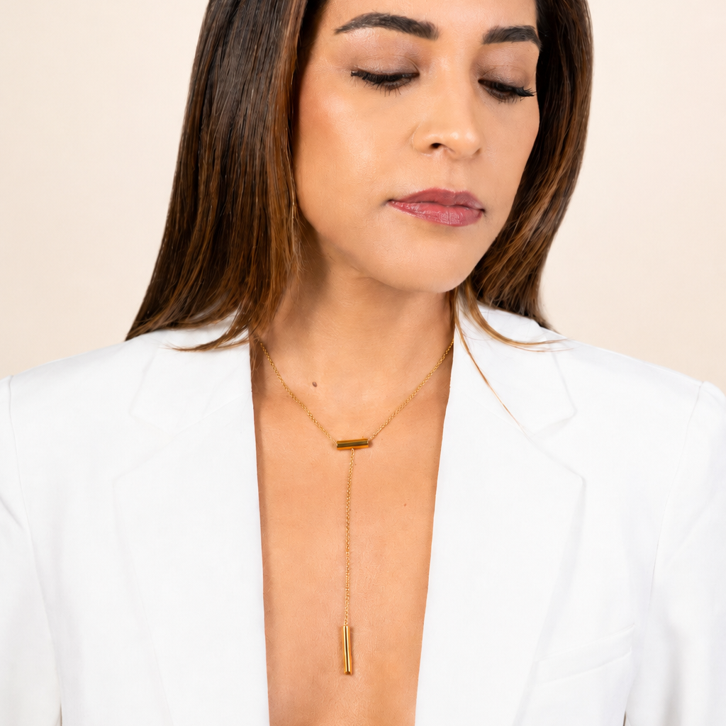 Gold Lariat Necklace | Minimalist Y Necklace 18K PVD | M•RK