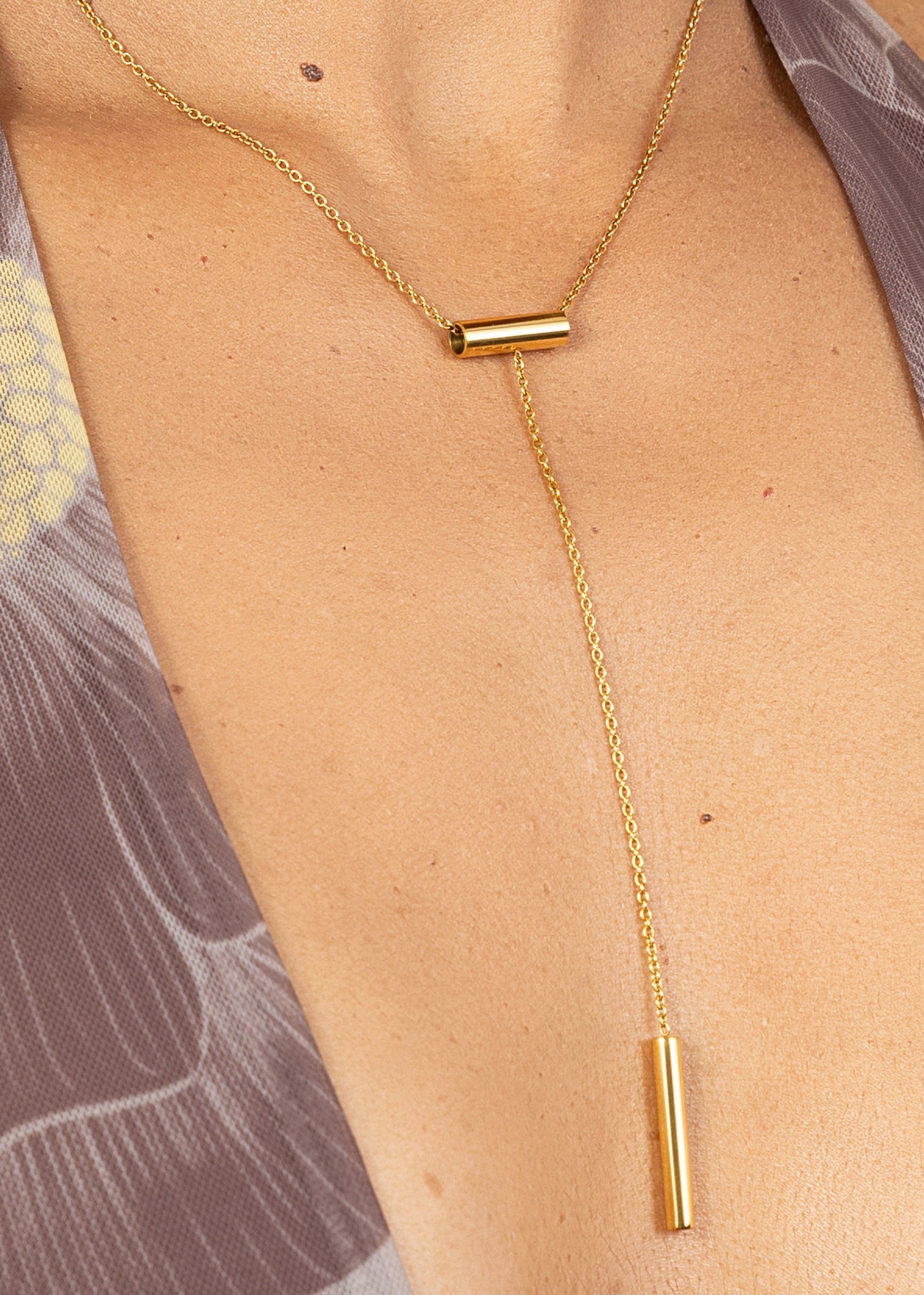 Gold Lariat Necklace | Minimalist Y Necklace 18K PVD | M•RK